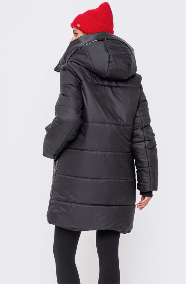 Зимова куртка чорна середьної довжини | 75896