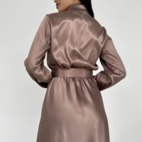 Вечірня довга сукня з атласу мокко | 75690 Вечірня довга сукня з атласу мокко | 75690