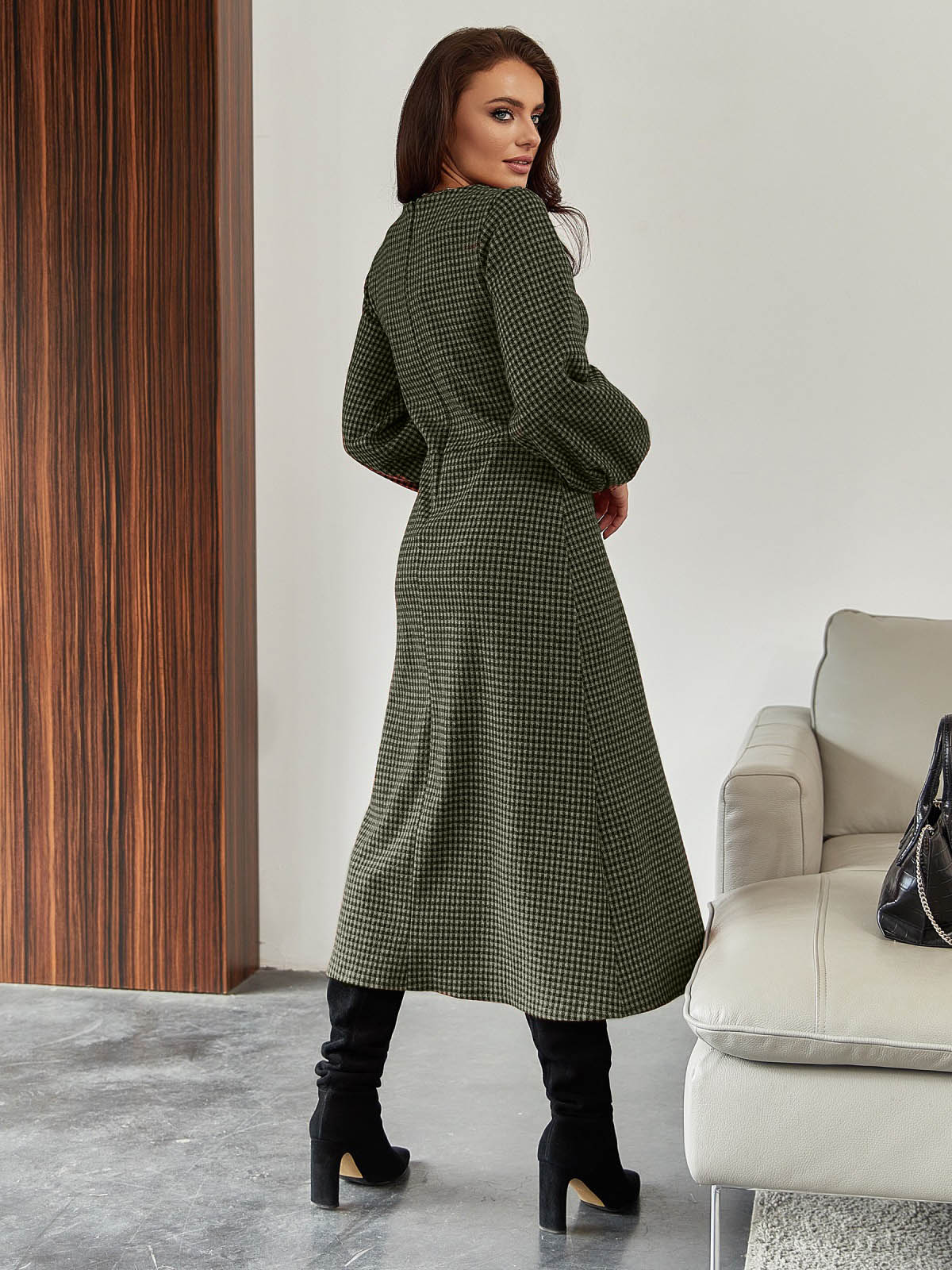Жакардове плаття в клітинку зелене | 74840 Жакардове плаття в клітинку зелене | 74840