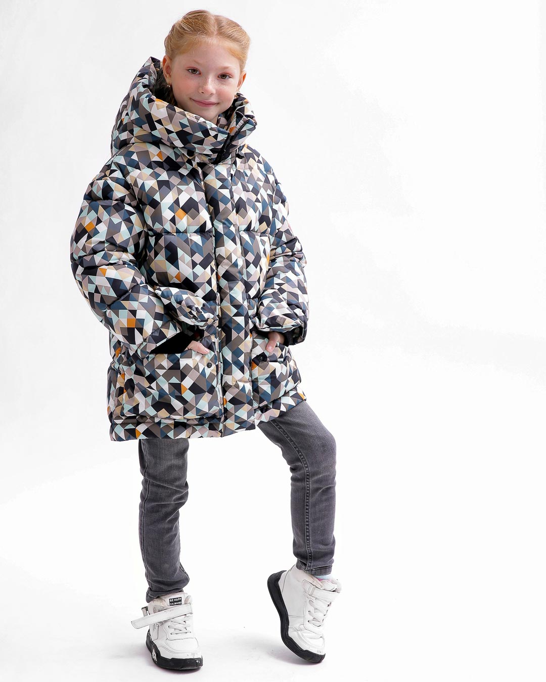 Пухова куртка для дівчаток в принт | 75115 Пухова куртка для дівчаток в принт | 75115