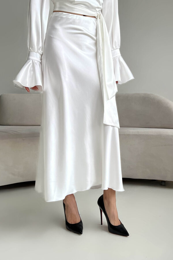Святковий костюм зі спідницею білий | 75740