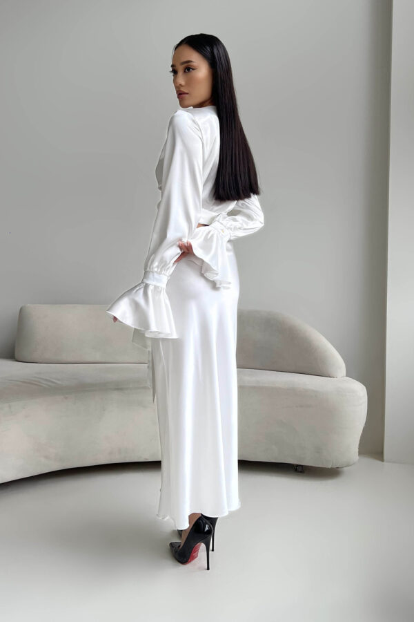 Святковий костюм зі спідницею білий | 75740