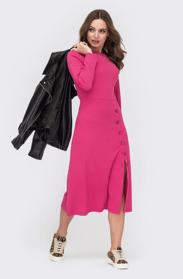 Плаття малинове з фактурного трикотажу | 76475