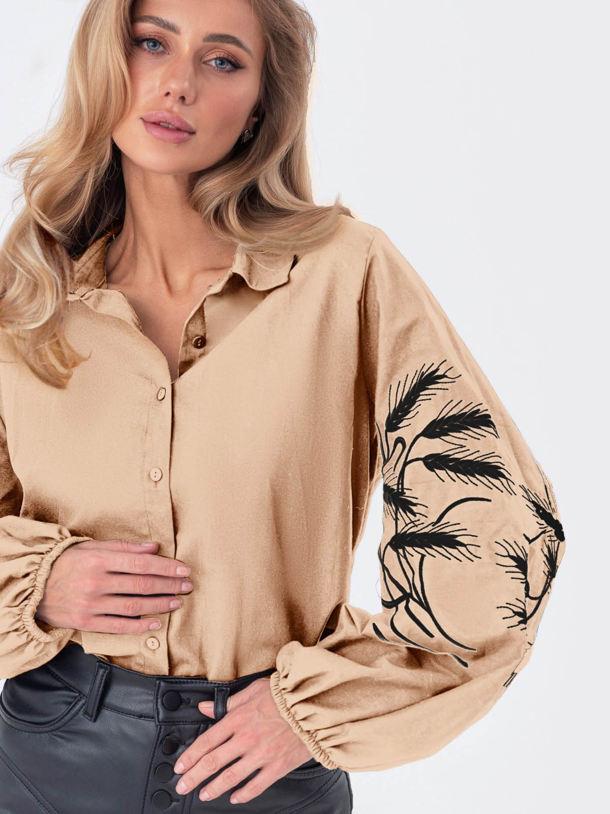 Сорочка бежева з вишивкою Колоски | 76960