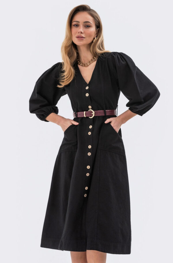 Джинсова сукня чорна А-силуету | 77031