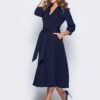 Плаття міді темно-синє на запах | 76813