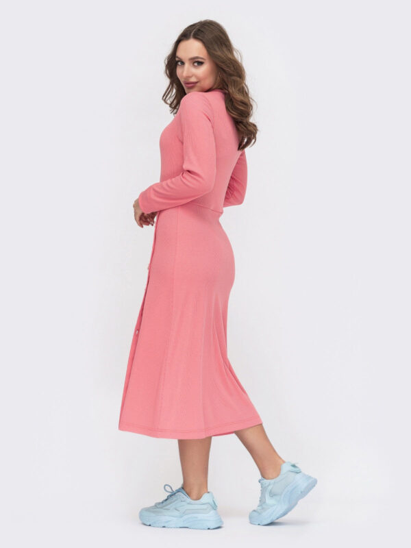 Плаття рожеве з фактурного трикотажу | 76483