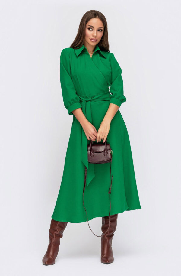 Плаття міді зелене на запах | 76833