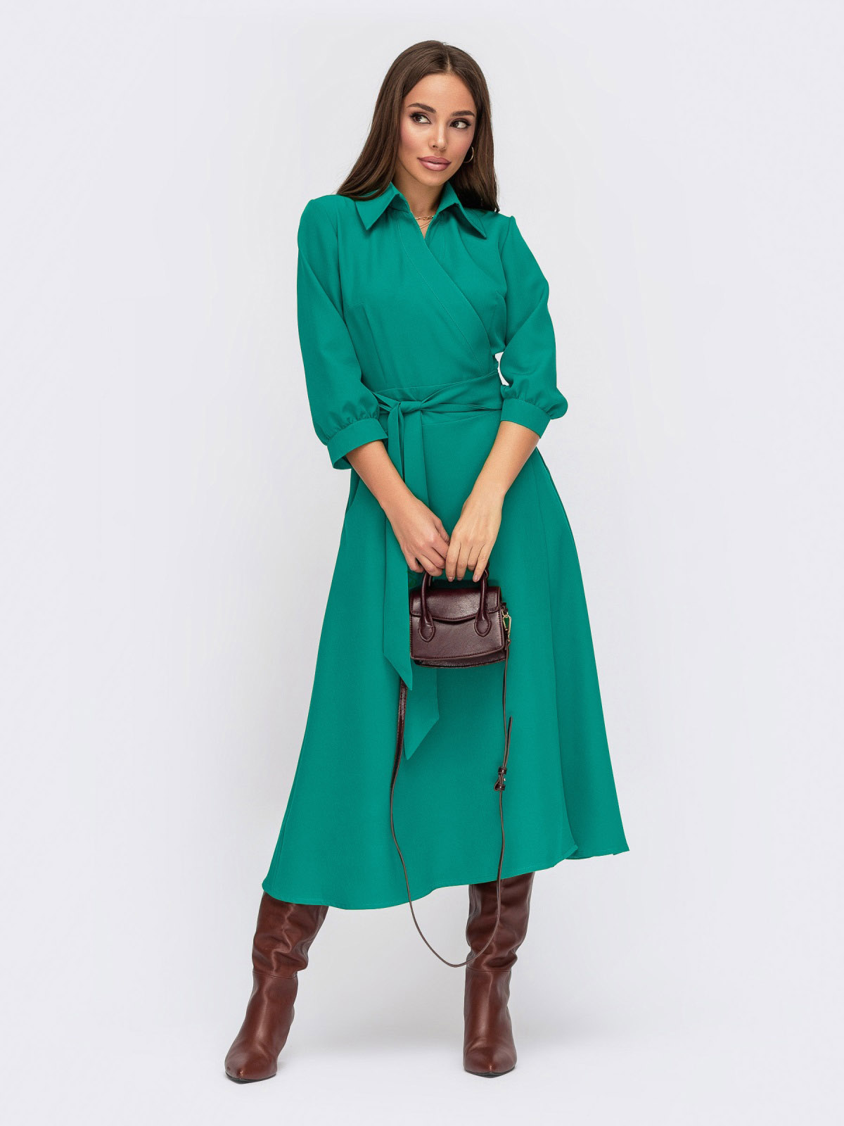 Плаття міді смарагдове на запах | 76843 Плаття міді смарагдове на запах | 76843