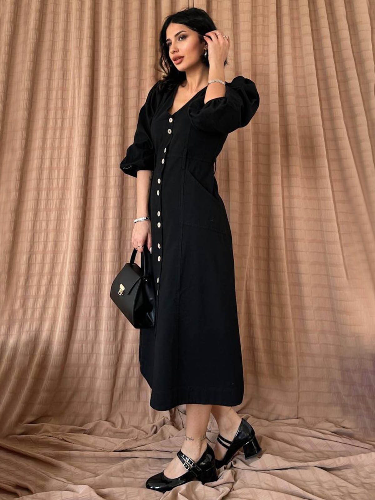 Джинсова сукня чорна А-силуету | 77031 Джинсова сукня чорна А-силуету | 77031