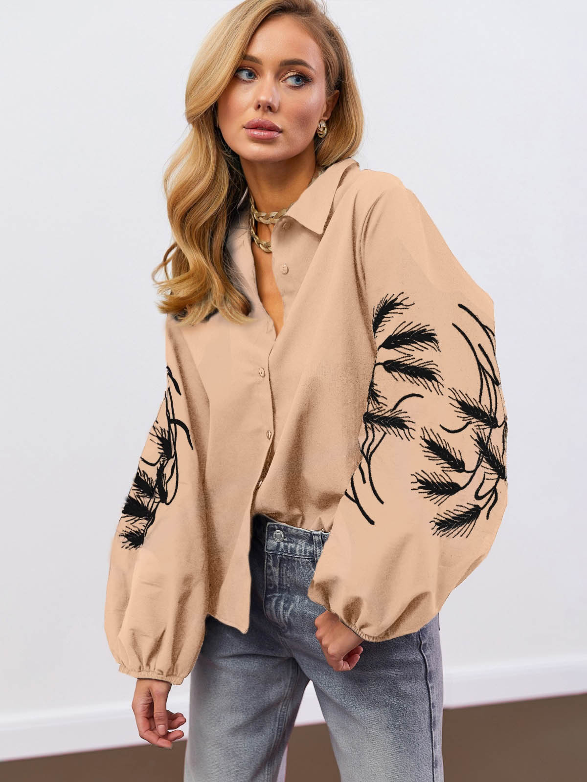 Сорочка бежева з вишивкою Колоски | 76960