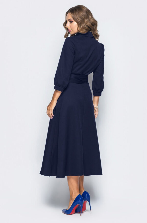 Плаття міді темно-синє на запах | 76813