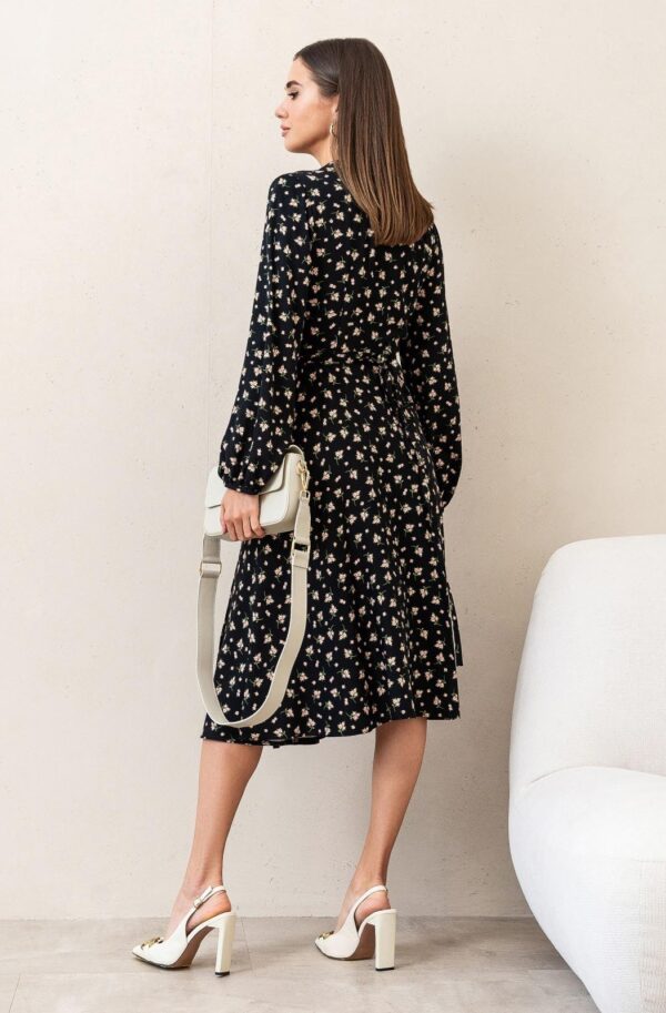 Плаття чорне в дрібний квітковий принт | 76800
