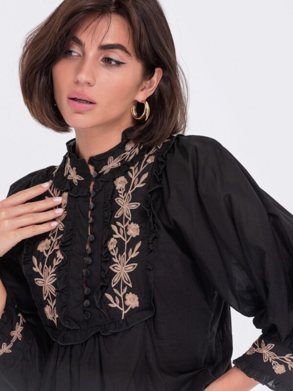 Бавовняна блузка чорна в етнічному стилі | 76999