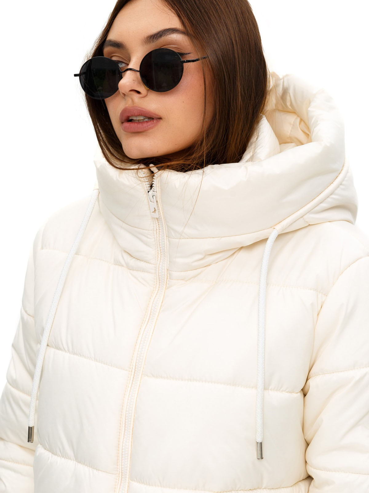 Коротка зимова куртка молочна оверсайз | 77057 Коротка зимова куртка молочна оверсайз | 77057