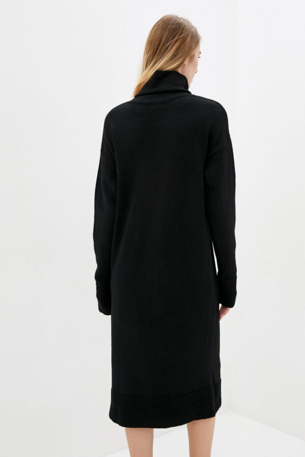 В'язане плаття чорне з коміром-хомутом | 76512