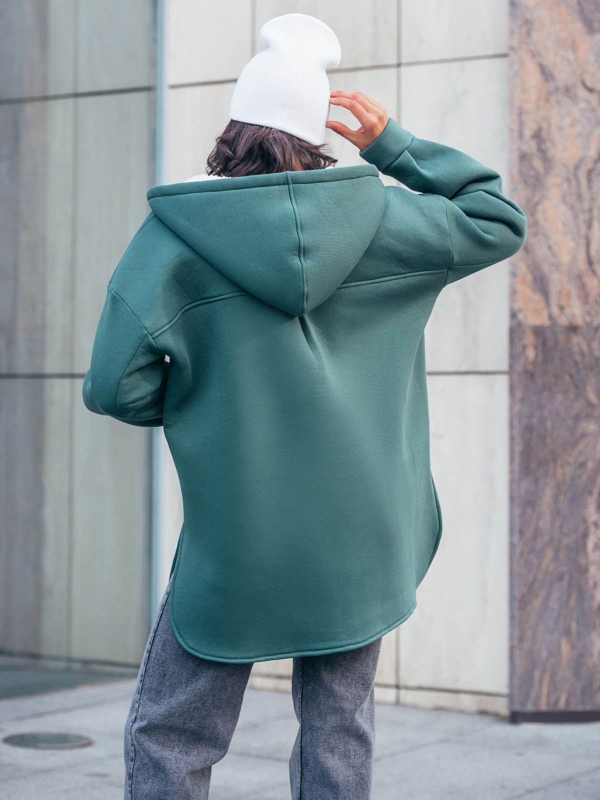 Тепла сорочка з футеру зелена | 76979