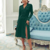 Трикотажна сукня зелена з розрізом | 76767
