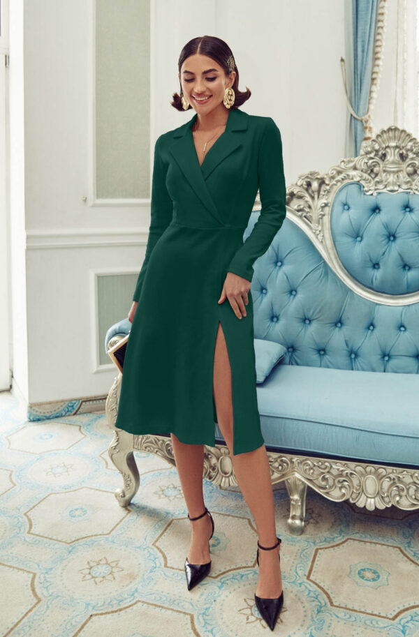 Трикотажна сукня зелена з розрізом | 76767