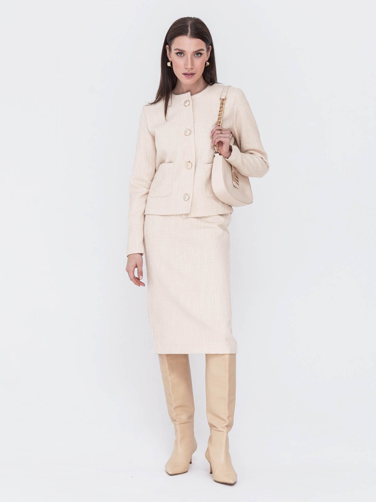 Костюм букле молочний зі спідницею | 77312 Костюм букле молочний зі спідницею | 77312