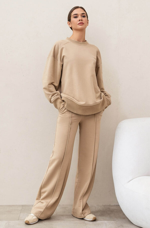 Костюм бежевий зі світшотом та штанами | 77320