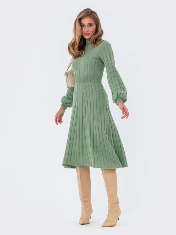 Сукня-кльош світло-зелена дрібної в'язки | 77332