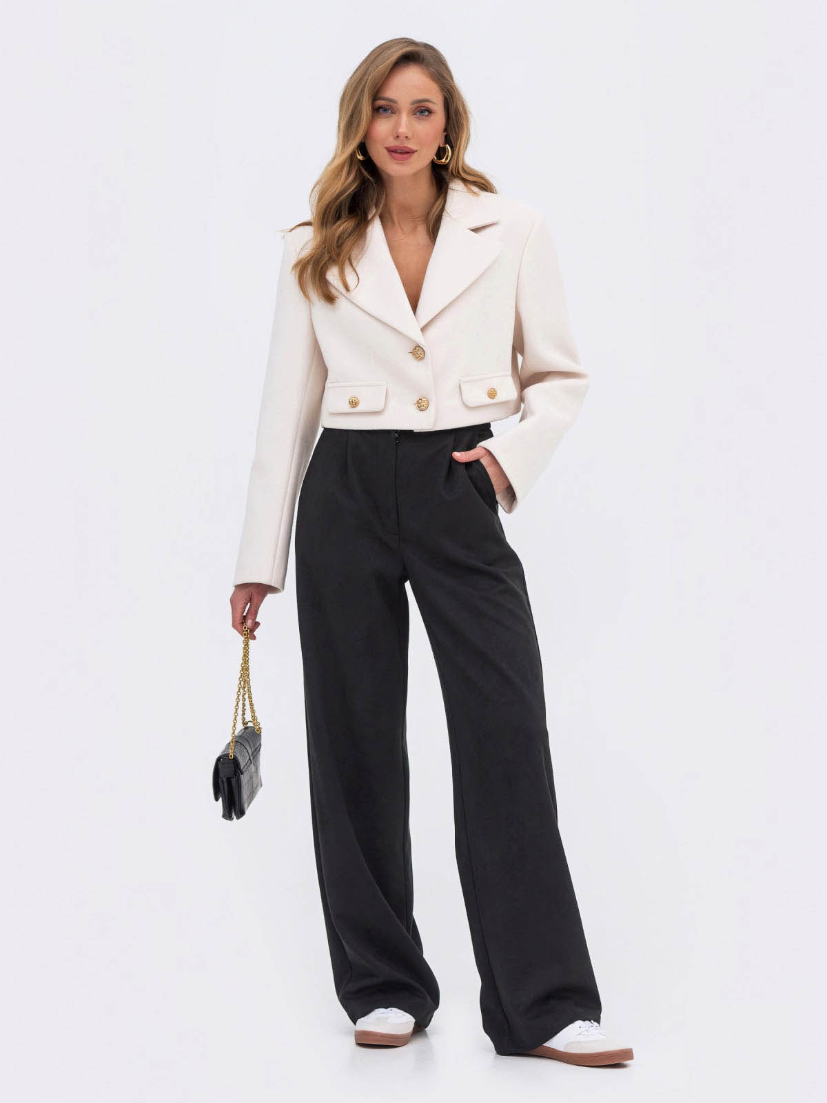 Замшеві штани-палаццо чорні | 77672 Замшеві штани-палаццо чорні | 77672