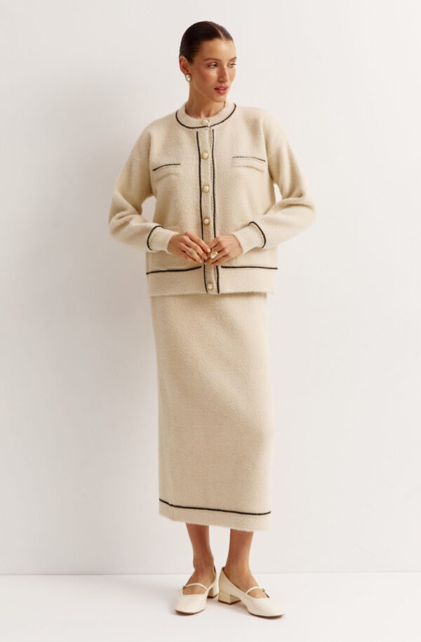 Костюм-двійка бежевий кофта та спідниця | 77565