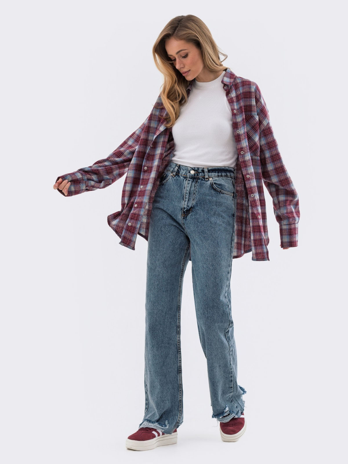 Джинси-труби блакитні із бавовни | 78077