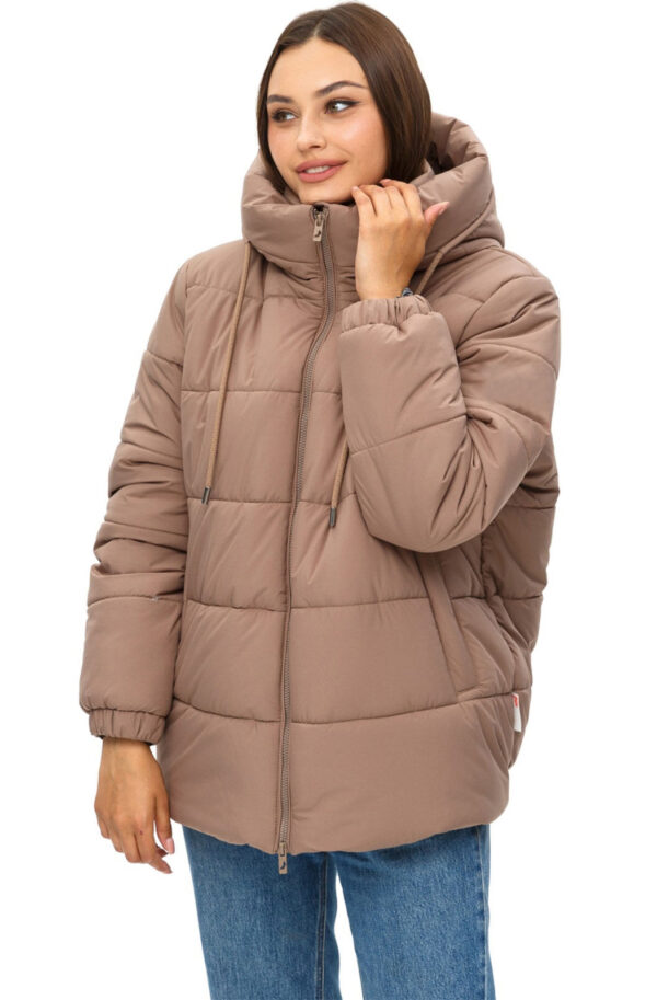 Коротка зимова куртка бежева оверсайз | 77410