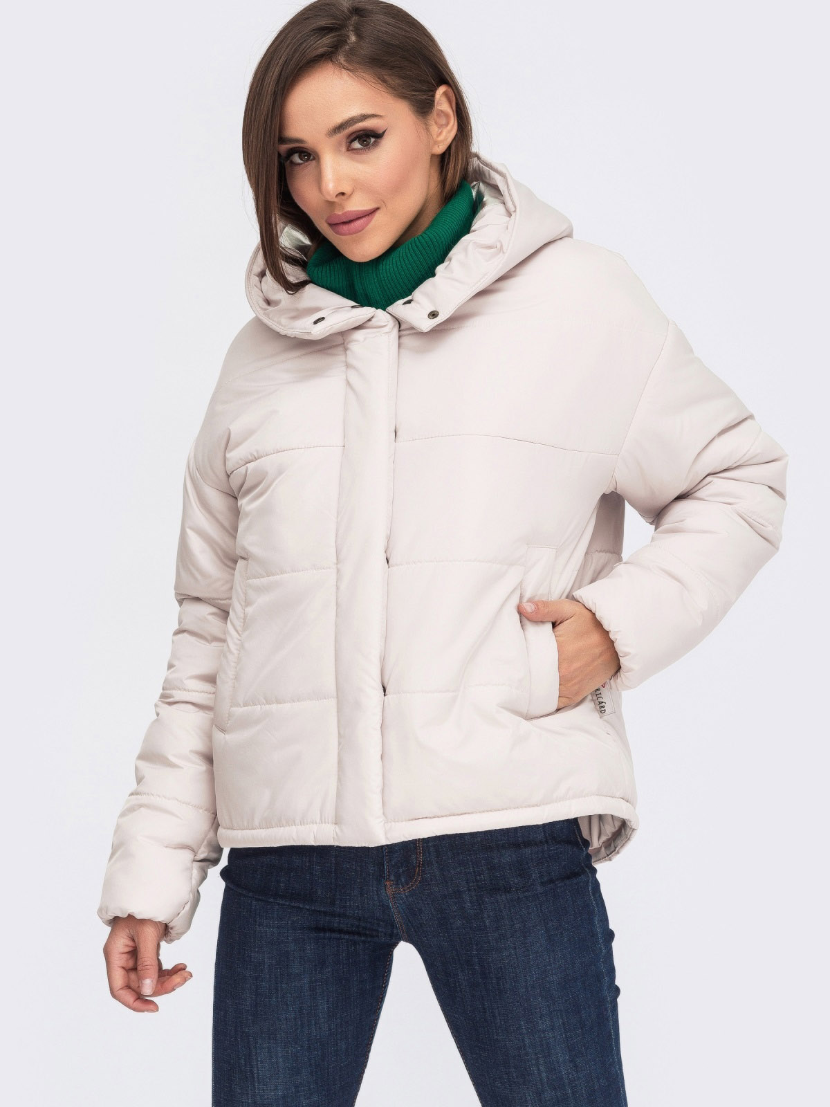 Демісезонна коротка куртка світло-бежева | 78161