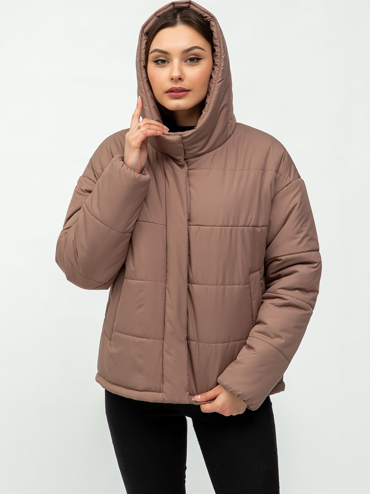 Демісезонна куртка з капюшоном бежева | 77905