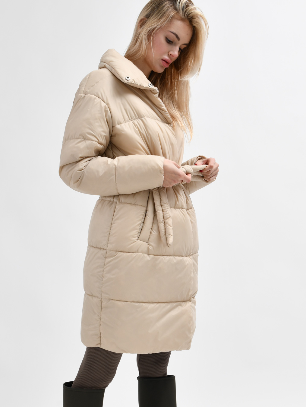 Демісезонна куртка-пальто світло-бежева | 77974 Демісезонна куртка-пальто світло-бежева | 77974