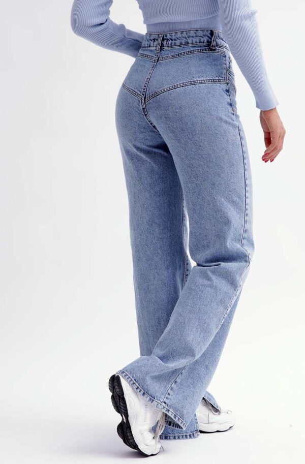 Широкі блакитні джинси з високою посадкою | 77155