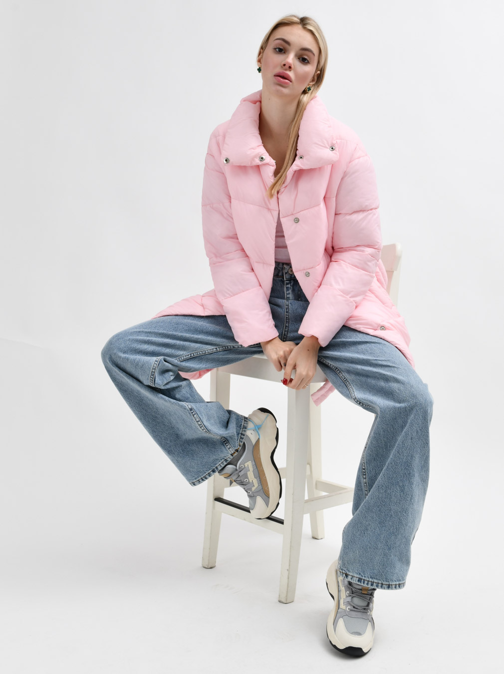 Демісезонна куртка-пальто світло-рожева | 78019 Демісезонна куртка-пальто світло-рожева | 78019