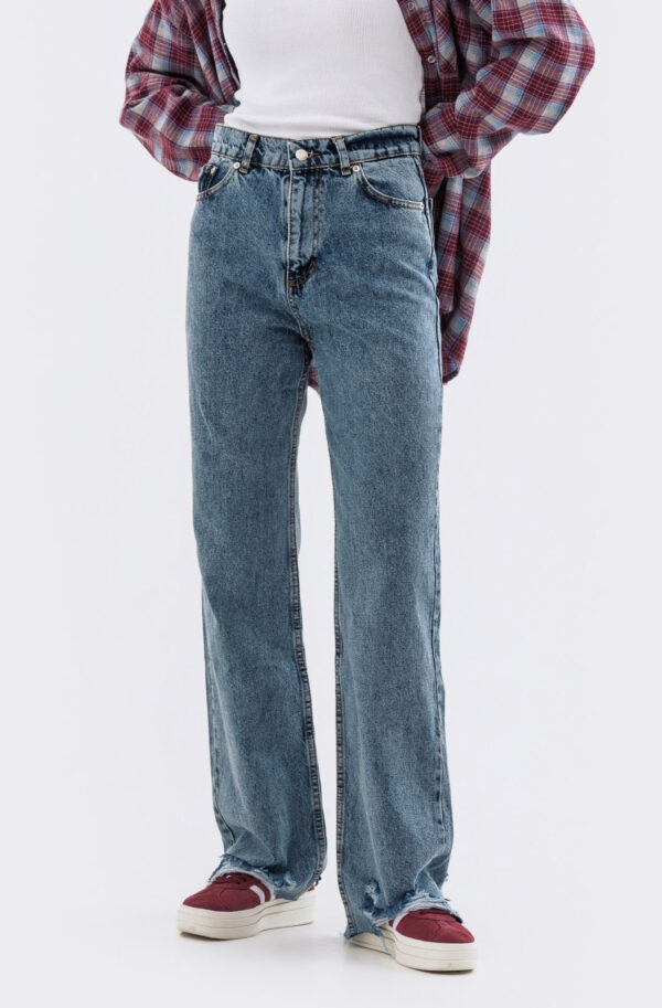 Джинси-труби блакитні із бавовни | 78077