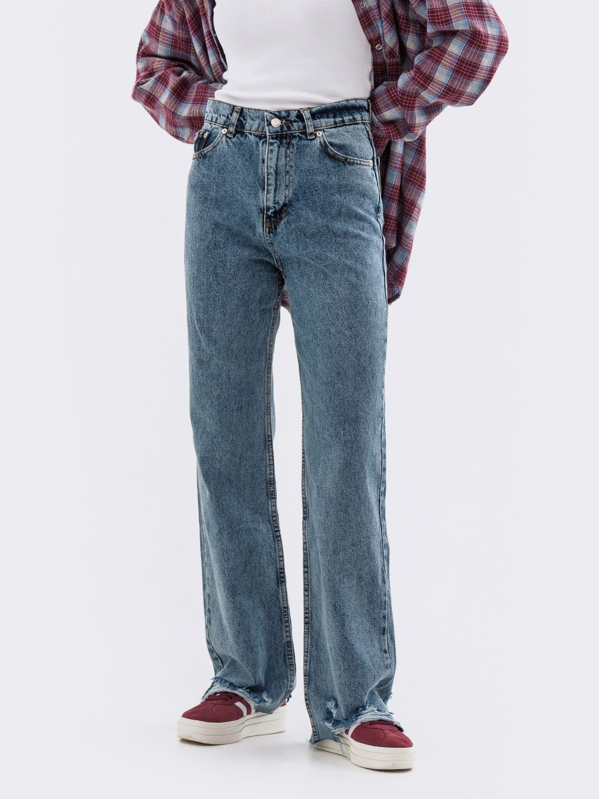 Джинси-труби блакитні із бавовни | 78077