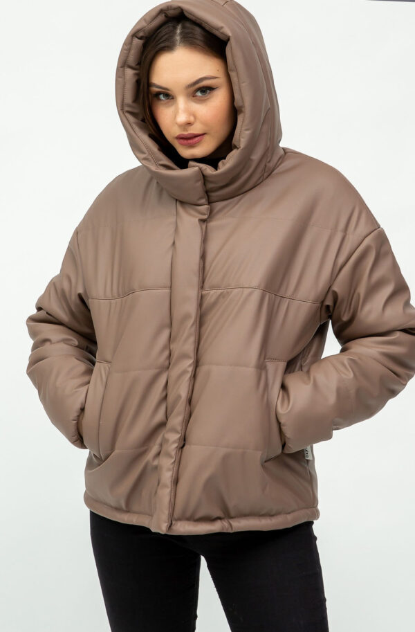 Демісезонна куртка з капюшоном бежева | 77905