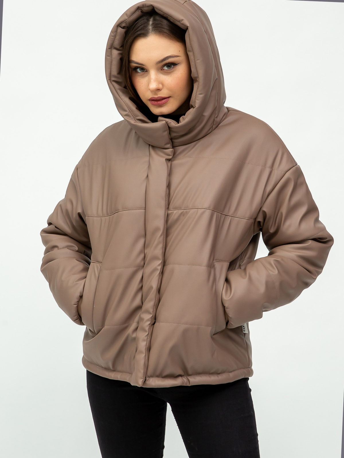 Демісезонна куртка з капюшоном бежева | 77905