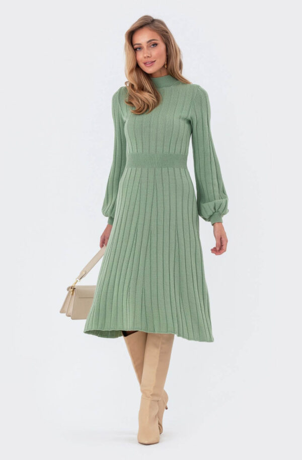 Сукня-кльош світло-зелена дрібної в'язки | 77332