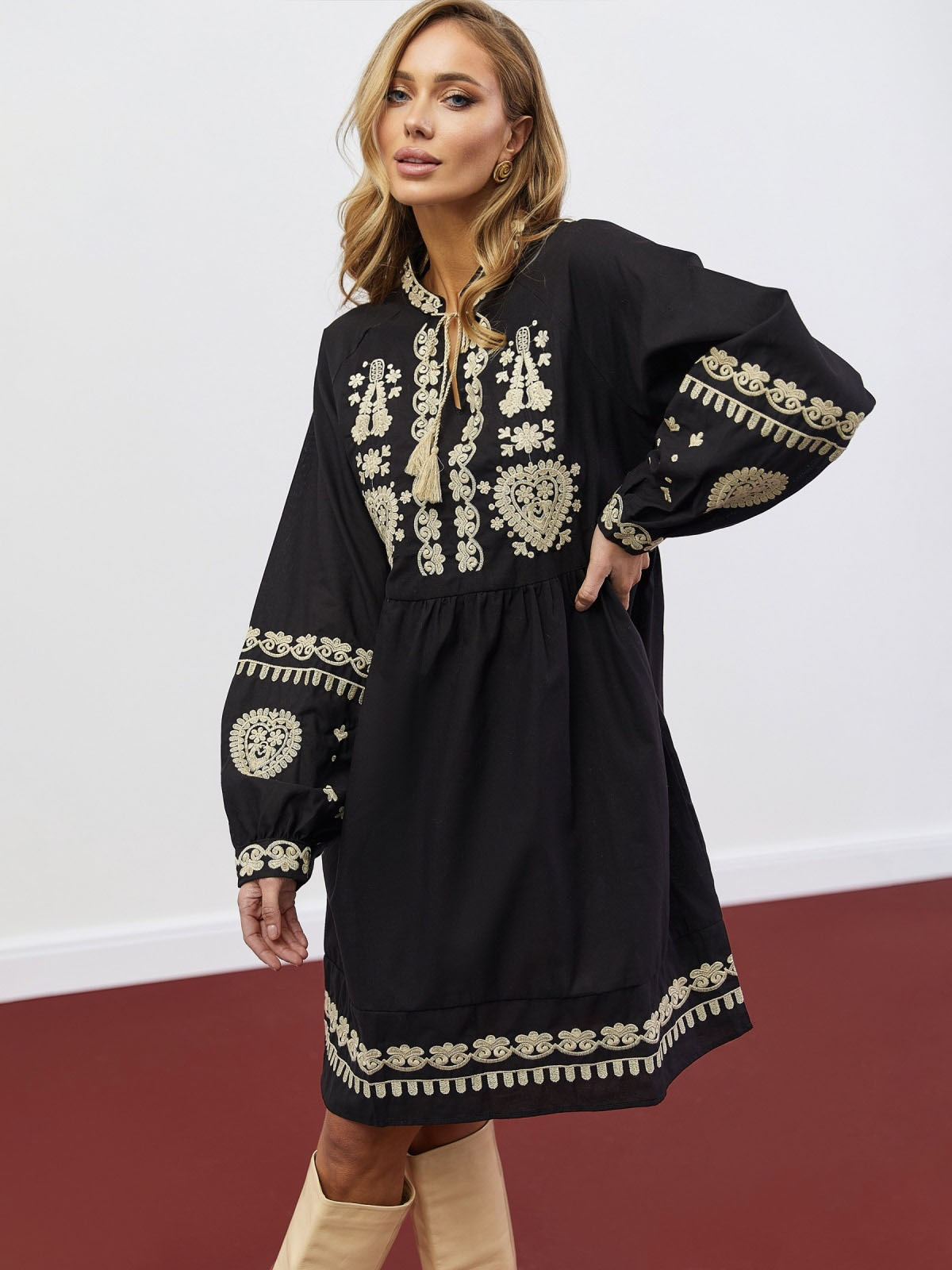 Бавовняна сукня-вишиванка чорна | 77769 Бавовняна сукня-вишиванка чорна | 77769