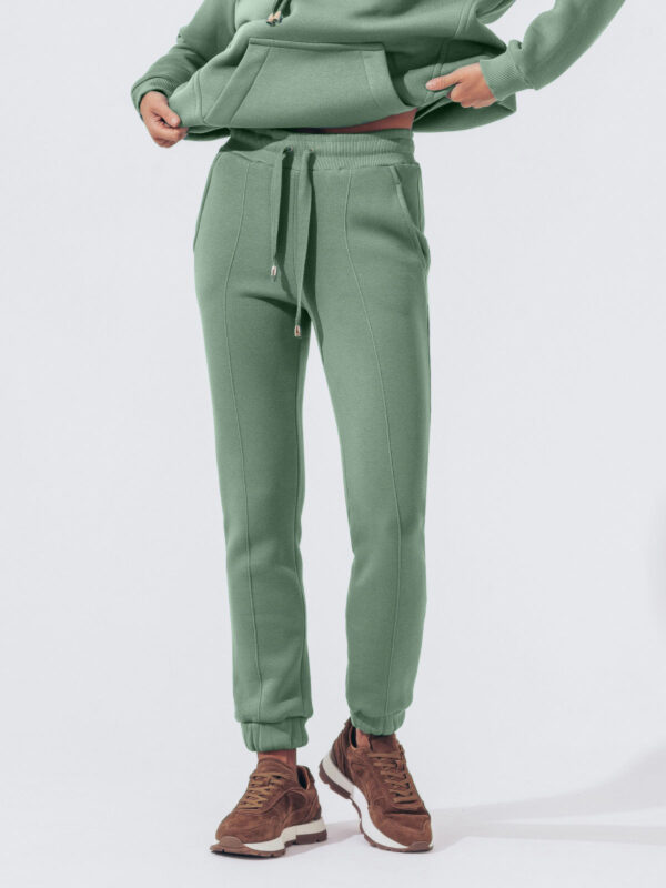 Спортивний теплий костюм з худі зелений | 77801