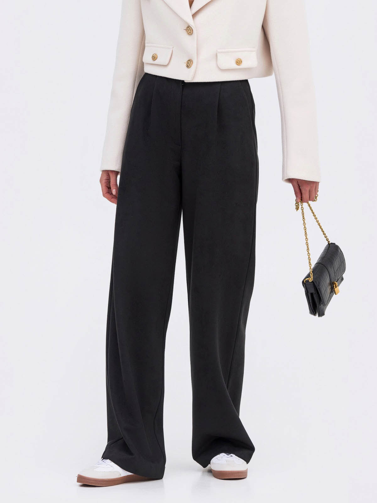 Замшеві штани-палаццо чорні | 77672 Замшеві штани-палаццо чорні | 77672