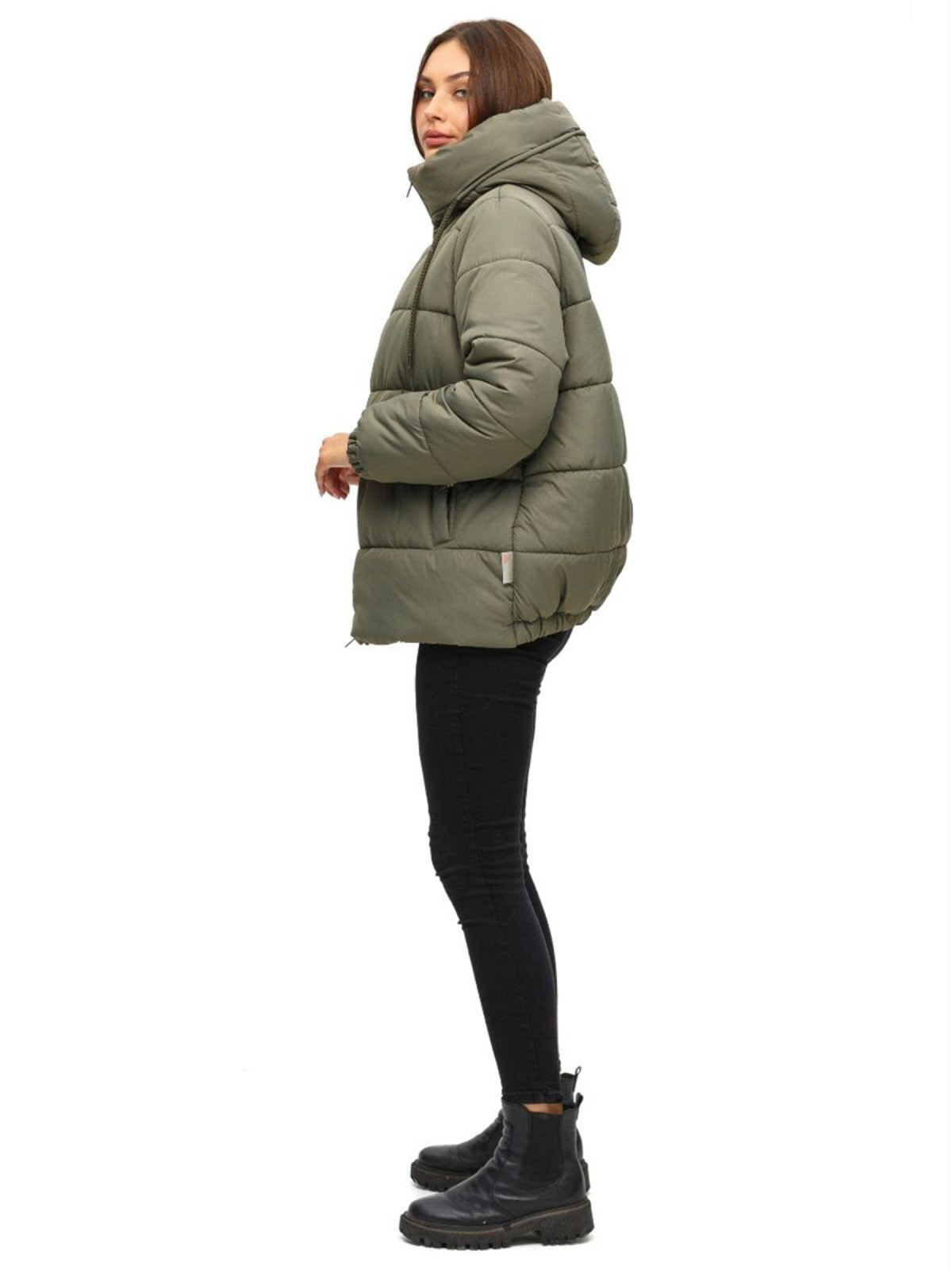 Коротка зимова куртка хакі оверсайз | 77422 Коротка зимова куртка хакі оверсайз | 77422