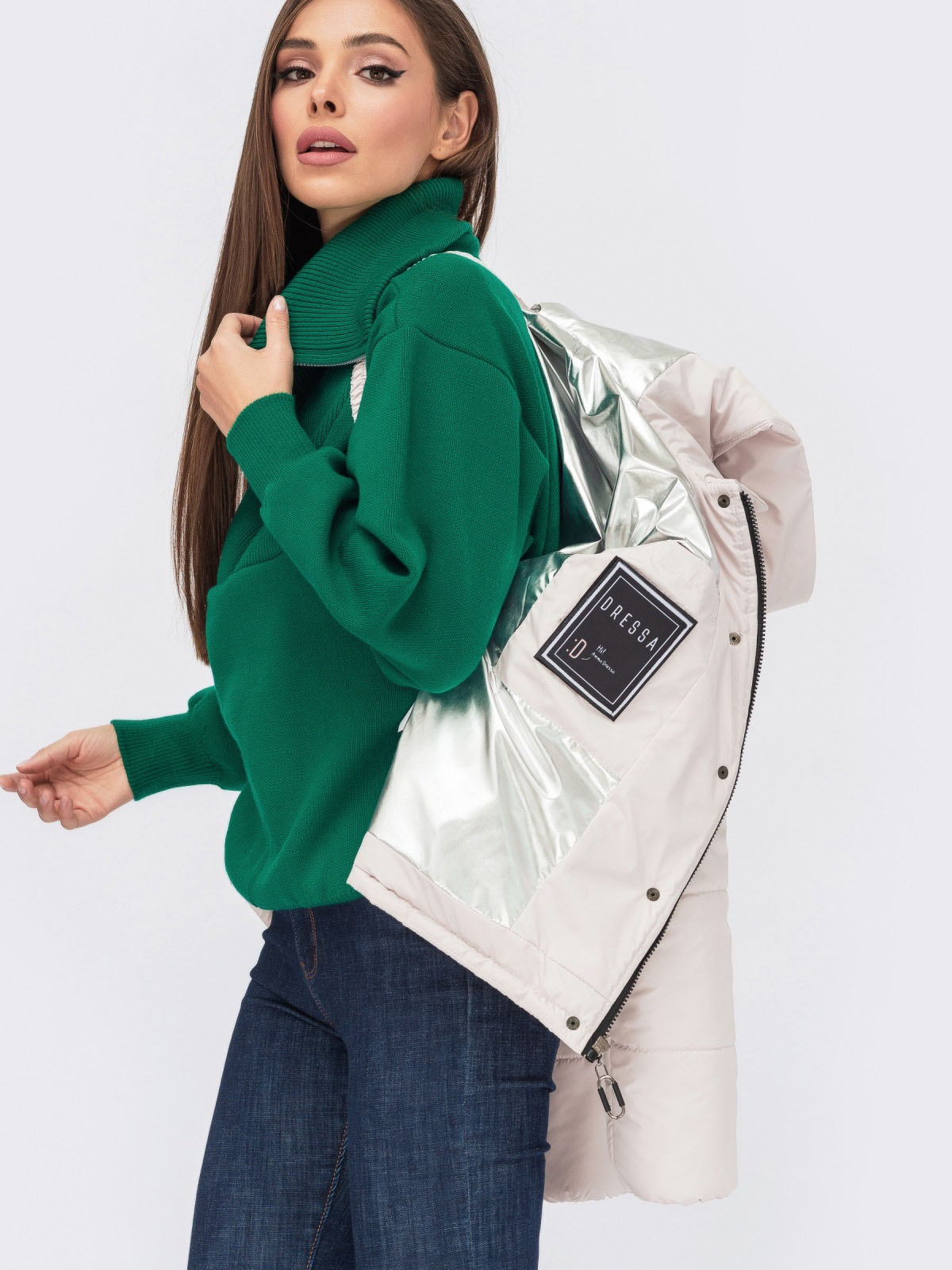 Демісезонна коротка куртка світло-бежева | 78161