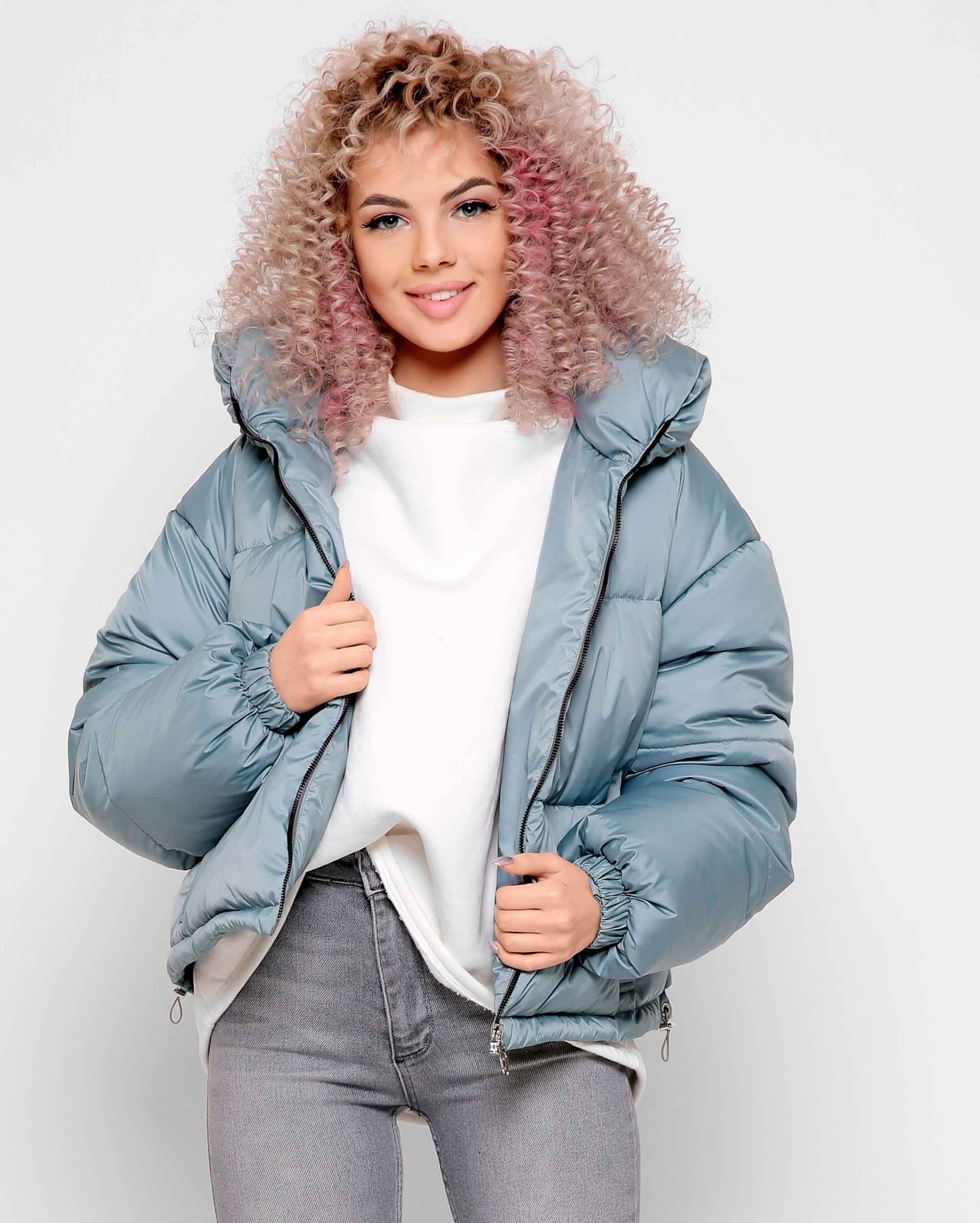 Демісезонна куртка м'ятна з високим коміром | 78269 Демісезонна куртка м'ятна з високим коміром | 78269