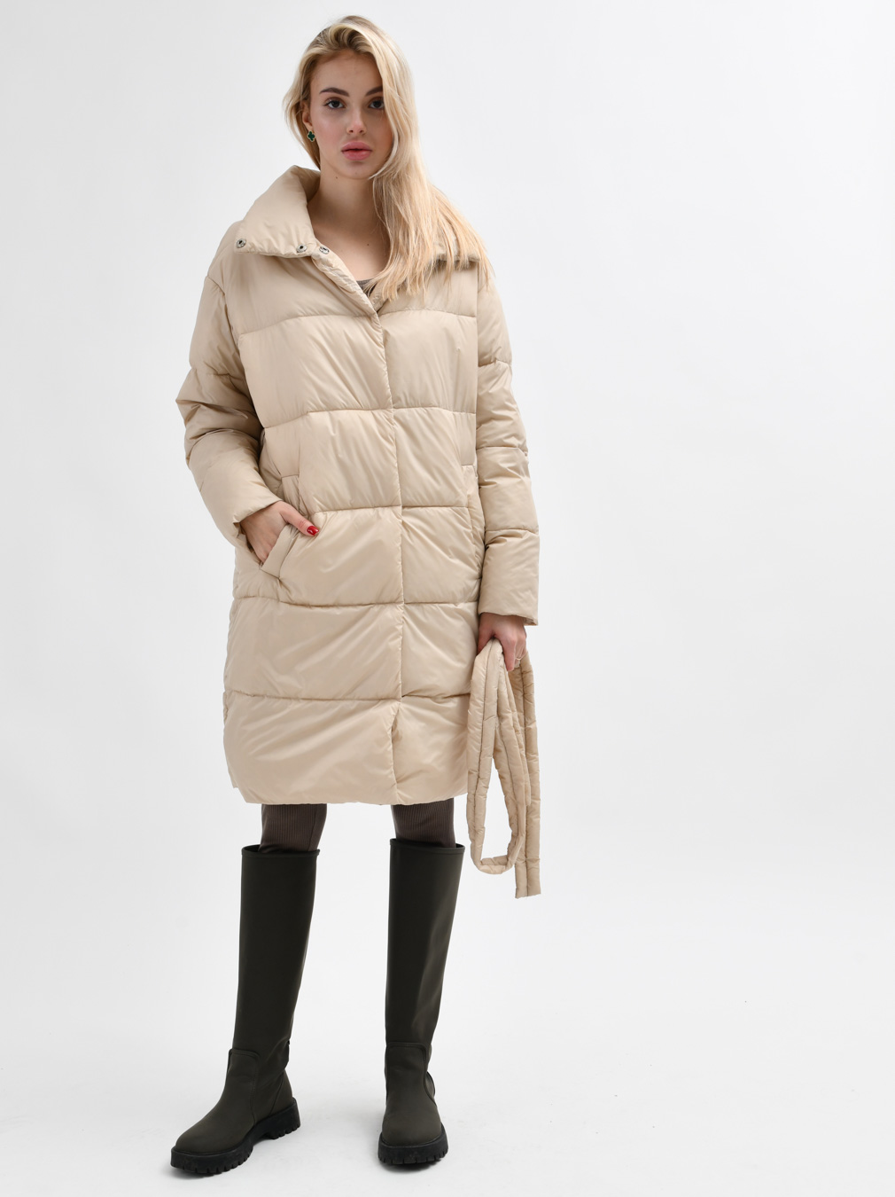Демісезонна куртка-пальто світло-бежева | 77974 Демісезонна куртка-пальто світло-бежева | 77974