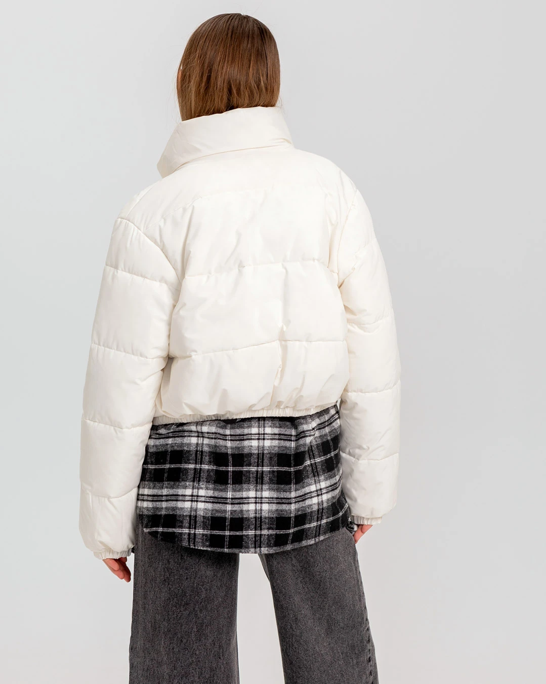 Куртка коротка молочна з високим коміром | 78304 Куртка коротка молочна з високим коміром | 78304