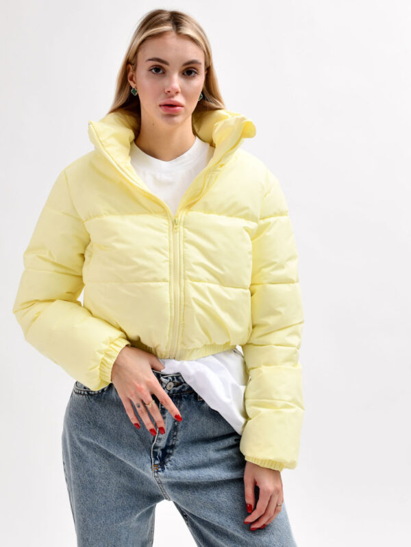 Куртка коротка лимонна з високим коміром | 78293