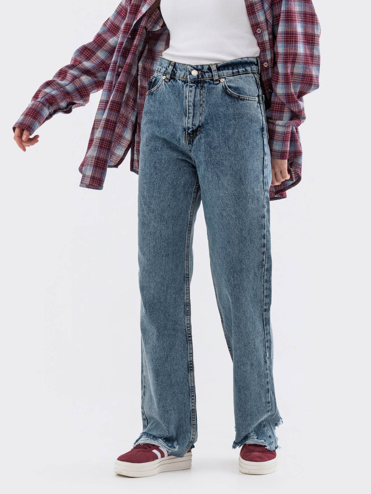 Джинси-труби блакитні із бавовни | 78077